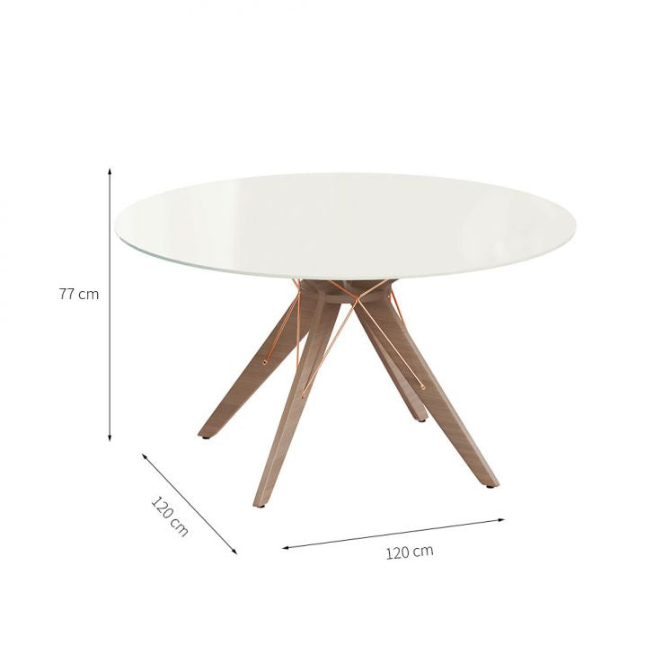 Table ronde à manger Spacy blanc cassé et freijó 120 cm