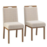 Set de 2 chaises Sofia en beige et noyer