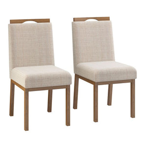 Set de 2 chaises Sofia en beige et noyer