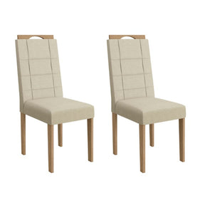 Set de 2 chaises Elle en lin beige et freijó