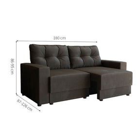 Canapé Lubeck 3 places avec fonction inclinable – Suède graphite 180 cm