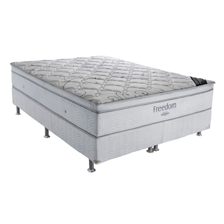 Ensemble de lit Box Light avec matelas Freedom à ressorts ensachés (32x158x198) Queen Size – Blanc