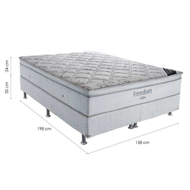 Ensemble de lit Box Light avec matelas Freedom à ressorts ensachés (32x158x198) Queen Size – Blanc