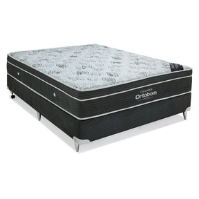 Ensemble de lit Box Suede avec matelas Nanolastic Exclusive (30x138x188) Queen Size – Gris