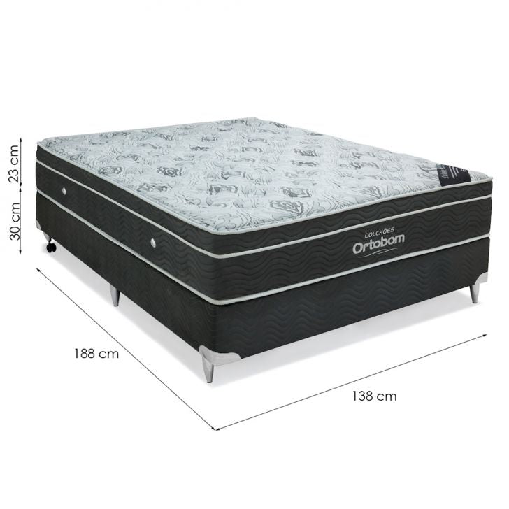 Ensemble de lit Box Suede avec matelas Nanolastic Exclusive (30x138x188) Queen Size – Gris