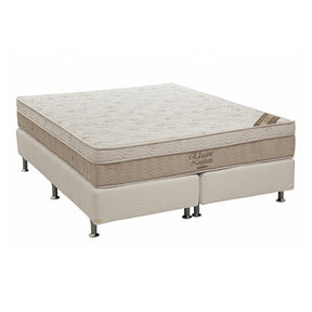 Ensemble de lit Box Light avec matelas Nanolastic Elegant à ressorts ensachés (27x158x198) Queen Size – Beige