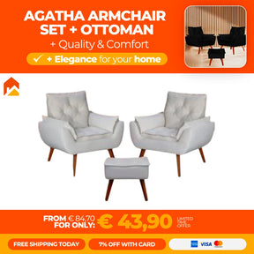 Ensemble Ágatha - Fauteuils + Ottoman | Élégance pour votre maison